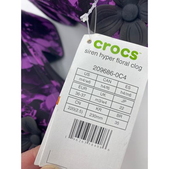 Crocs Siren Hyper Floral Woman Clog Purple/Black Platform Whimsigoth Fairygoth 6 - Picture 5 of 8